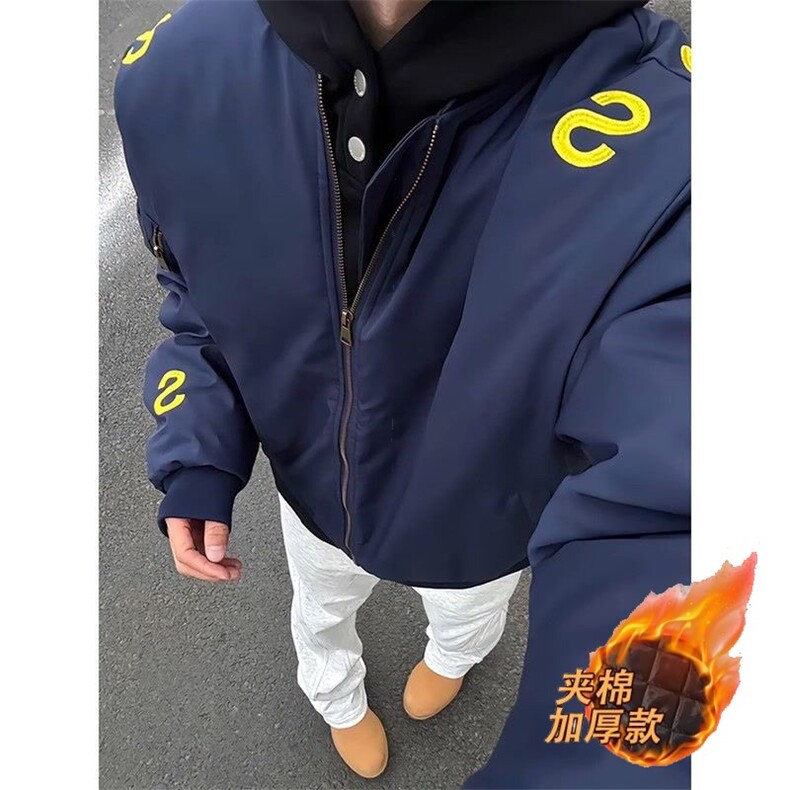 网图字母刺绣飞行夹克棉服男春秋季美式复古棒球服MY9519-特P73,男装夹克,星座1007（原301D）