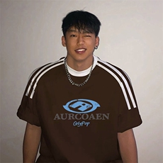 夏季美式高街重磅纯棉三条杠织带撞色男女短袖T恤ZD376-特P30，男装T恤，电商A486