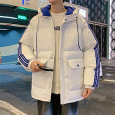 港风潮牌新款织带连帽棉服潮流保暖棉衣M086-P95控139，男装棉衣，星座717