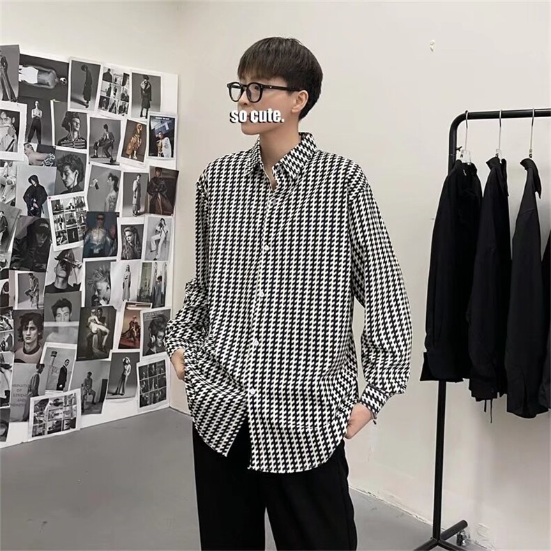 C167-P28ins潮流潮长袖标准时尚青春流行文艺方领衬衫,男装衬衫,电商B323A