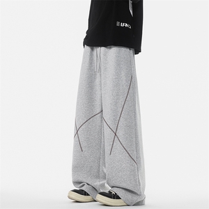 8XL-M 直筒卫裤男宽松撞色哈苏线休闲运动裤设计感长裤子K9175P48图片