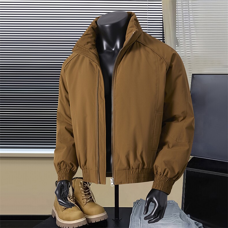 新款男士冬季美拉德无帽立领潮流百搭棉衣外套保暖M2588-P70，男装棉衣，星座1403A