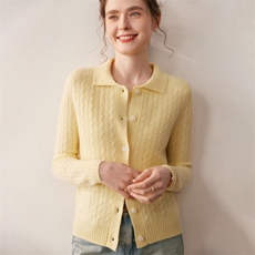 2025百搭时尚麻花衬衣开衫，女装针织衫/毛衣，朵沐纯羊绒