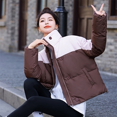 冬装新款时尚休闲拼色加厚短款羽绒服新标90白鸭绒，女装羽绒服，姿衣坊