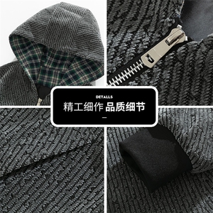 连帽开衫外套男2025秋季美式复古潮牌重磅拉链夹克Q5561-P68图片