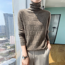 2025年秋季通勤长袖休闲/淑女堆领兔子嵌花套头衫，女装针织衫/毛衣，兰皓羊绒