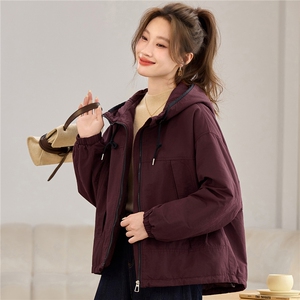 2025年冬季时尚潮流中长款休闲加绒加厚派克服,女装派克服,独衣靓