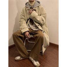 1港风室内牛角扣加棉呢大衣男可拆卸帽外套男FY8716P138控188，女装短外套，星座226-2