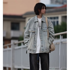 W016-P54美式复古做旧设计感牛仔外套女春秋款2025新款秋装小众，男装工装外套，电商B323A