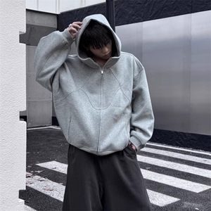 抖音得物高品质二开 25秋冬美式高街重磅结构高领连帽卫衣外套W62图片