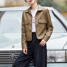 皮衣外套女春秋短款2025年新款欧货气质PU皮夹克高级感小个子上衣，女装皮衣，跑量工厂店