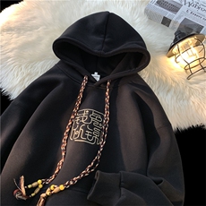 冬天日系复古风刺绣宽松加绒加厚卫衣YT03P65控79，男装卫衣，星座712