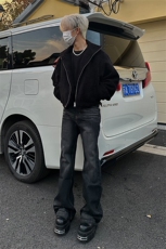 美式ins高街hiphop重工艺水洗暗黑微喇牛仔裤货号K2401P60，男装牛仔裤，电商A063