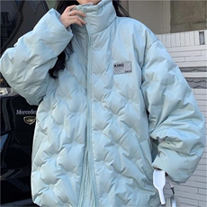 A071-P110男女潮牌冬季压褶立领加厚情侣外套2022学生棉服，男装棉衣，星座911