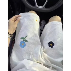 夏季潮牌小花五分裤子男款设计感小众大码宽松运动休闲短裤 D1122图片