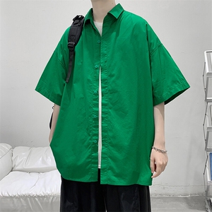 短袖衬衫纯棉夏季五分袖港风潮牌休闲衬衣服 A436-0601-P4560图片