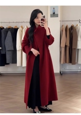 【依嘟】红色2025冬新款韩系高级感洋气小个子羊毛外套(配腰，女装双面呢大衣，依嘟服饰