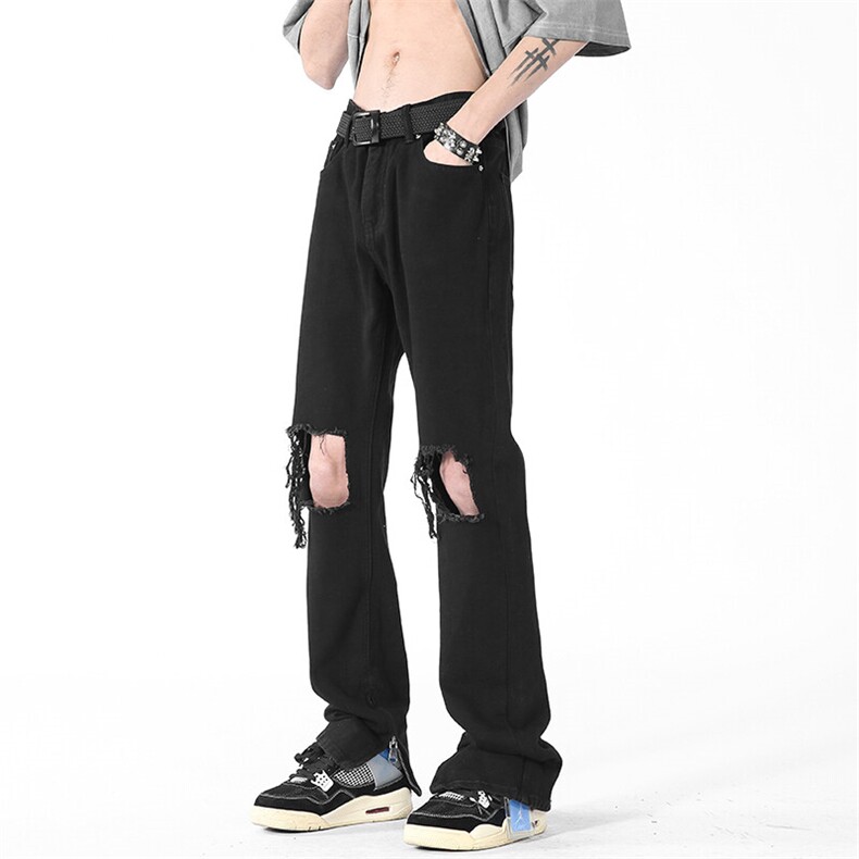 美式高街潮流破洞直筒牛仔裤宽松休闲裤A161-S2323-P50,男装休闲裤,电商A161