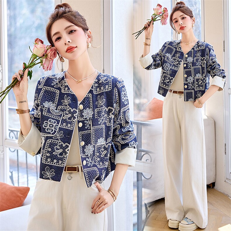 新中式国风亮片刺绣短外套女2025春新款小个子独特漂亮超好看上衣，女装短外套，沁沁公主