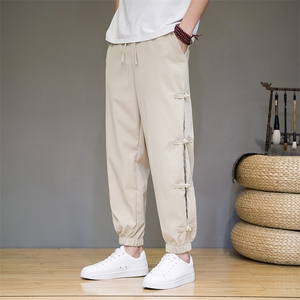风冰丝休闲裤子男盘扣春夏款休闲长裤K842-P45图片