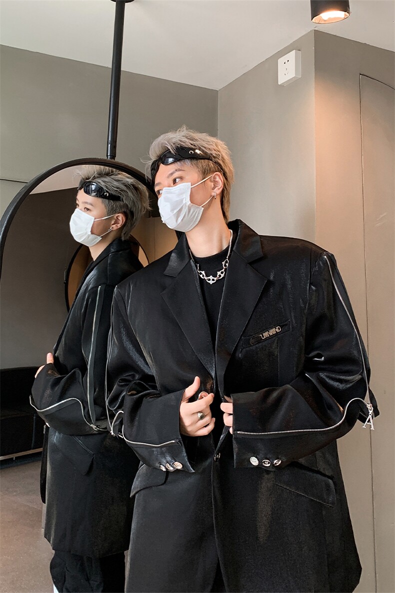 小众金属垫肩西装外套男设计感高级西服夹克XZ514-2-24234-P128,男装夹克,星座514-2(原B239)