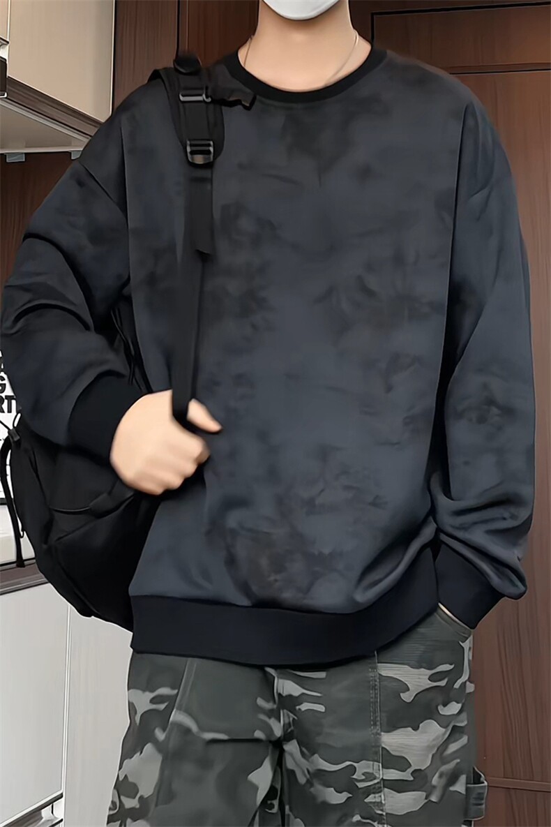 S5012/P35春装新款个性套头扎染卫衣男潮流宽松百搭长袖T恤外套,男装T恤,电商A141