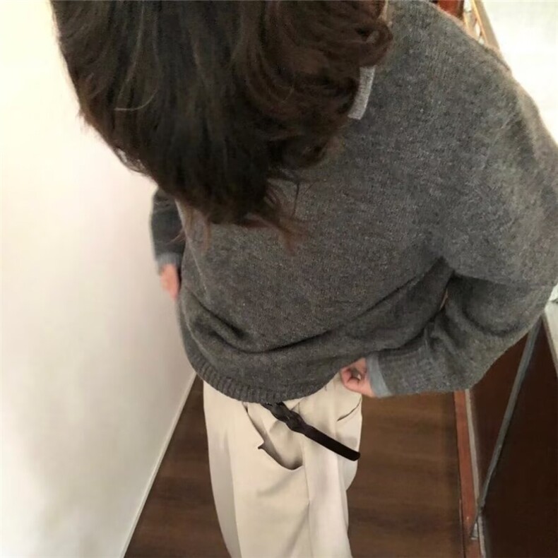 M279-P64高级感假两件V领毛衣男秋季纯色翻领针织衫内搭男,男装针织衫/毛衣,电商B323A