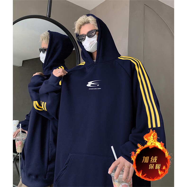 抖音得物供货提供视频秋冬重磅美式宽松织带连帽卫衣2304,男装卫衣,电商A486