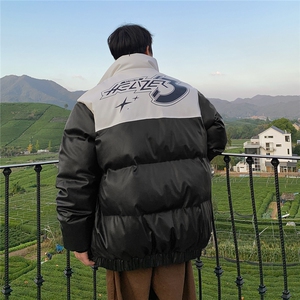 pu皮拼接面包服棉服情侣冬季加厚棉衣加厚外套MY266特P95控158图片