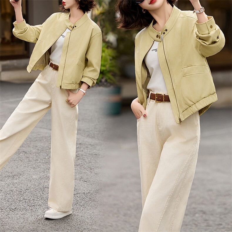 短款棒球服外套女春秋2025新款高端小个子宽松显瘦百搭夹克上衣潮，女装皮衣，江南女神