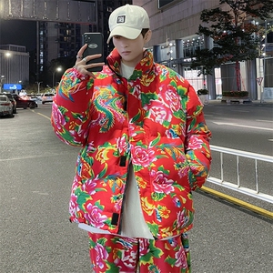 Y99新中式保暖防寒棉服外套棉衣加厚男女表演出团队服喜庆搞怪服图片