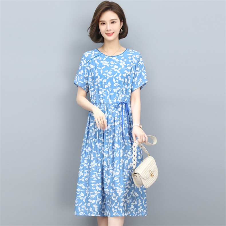 2022年夏季时尚简约大方气质优雅碎花潮流有范连衣裙,女装连衣裙,鑫鑫格