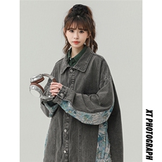 刺绣拼接牛仔夹克男大码M-5XL潮中性风外套男NZ77065P95控128，男装工装外套，星座227-7