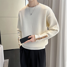 B353MY1017P98白色2024秋冬男士常规版型潮版针织衫套头毛体男，男装针织衫/毛衣，电商B353
