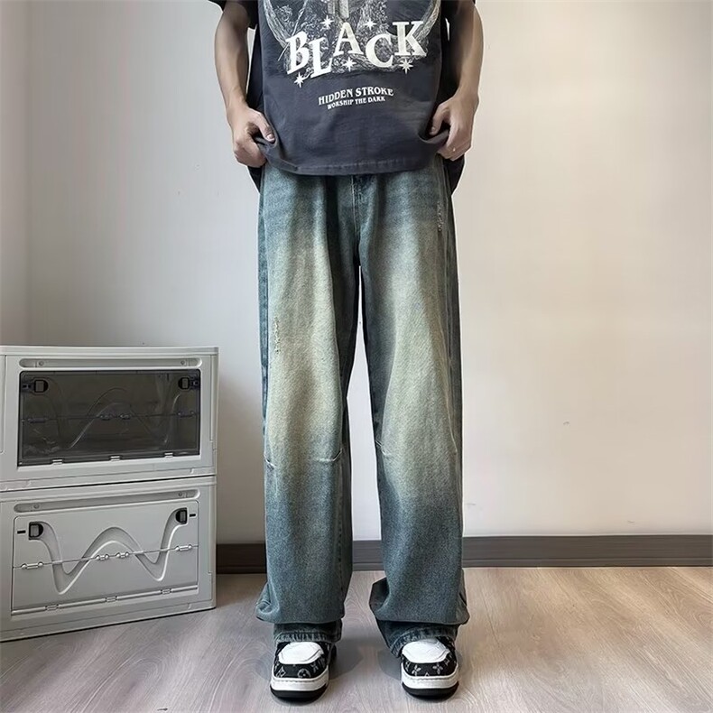 美式高街牛仔裤男韩版潮流痞帅2023秋冬新款ins阔腿裤RK1035-P41,男装牛仔裤,星座412-3