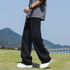 夏季日系宽松直筒工装裤简约复古户外垂感休闲裤现货K7913-P46，男装休闲裤，星座512-3