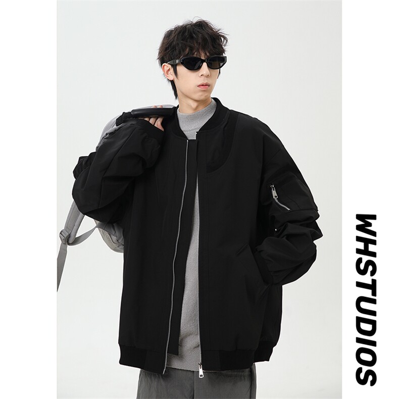 春季新款港风美式拉链设计感立领棒球服夹克XZ213-JK03-P68控98,男装夹克,星座213