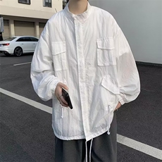 夏季超薄防晒服透气宽松港风工装夹克韩版潮流上衣男F31-P35，男装防晒衣，星座1109-3