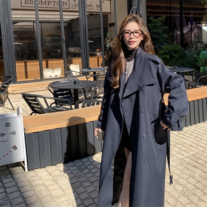 藏青色长款风衣羽绒服女2025冬季新款高级感气质加厚90白鸭绒大衣图片