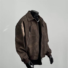 美式复古拉链潮牌皮夹克机车服男设计感痞帅宽松外套LY10299-p73，男装夹克，星座1008
