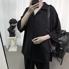 2025夏季新款法式韩版宽松薄款七分袖短款衬衣男女，男装衬衫，四季星座505