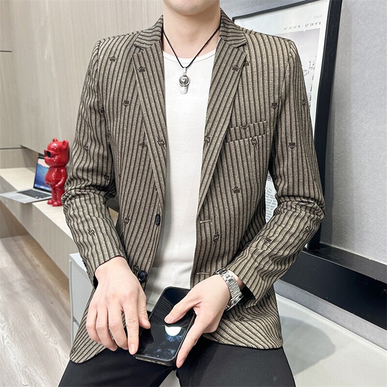 春秋帅气休闲韩版修身提花男士小西服两扣西服XZ613B-5312-P70,男装西服,星座613B