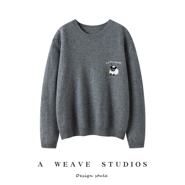2025小羊手绣针织衫百搭时尚建议书，女装针织衫/毛衣，兴泰羊绒