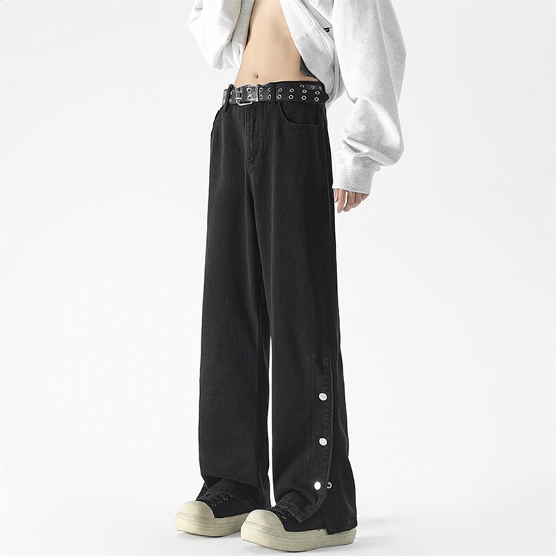 现货美式高街宽松直筒休闲排扣开衩牛仔裤男K5819-P55控78,男装牛仔裤,星座205