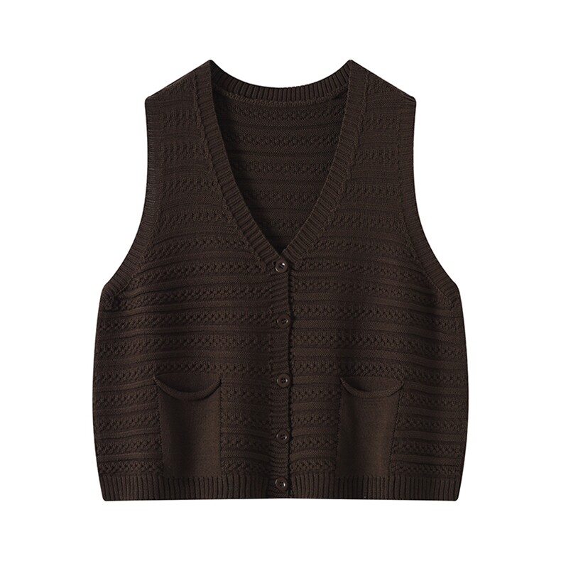 优雅休闲高级感新中式镂空双兜马甲，女装马甲，温伦斯特羊绒