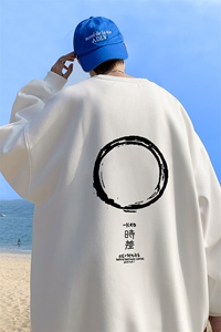 ！直播品质 重磅宽松大码港风时差印花圆领卫衣WY17-特p28图片