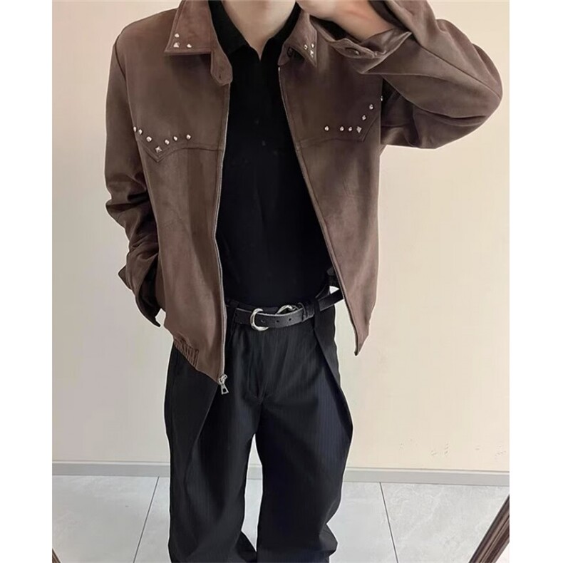 原宿慵懒麂皮绒复空气层铆钉夹克潮流时尚日系百搭ins文艺JHT232，男装夹克，星座1116A（原606A-3）