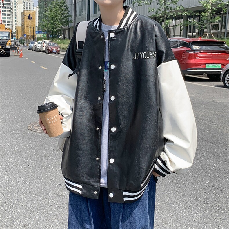 秋季外套潮牌ins美式棒球服皮衣休闲盐系韩版潮流夹克W1639-P58,男装夹克,星座512-4