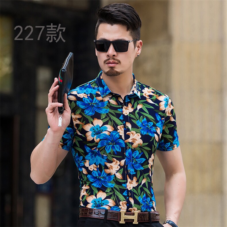 2021夏季男短袖花衬衫大码男花色男衬衫短袖226-230模组合,男装衬衫,星座1203