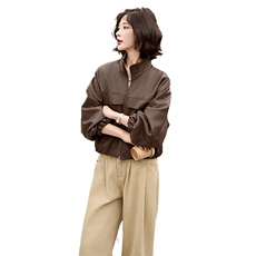 小个子皮衣女短款2025春秋新款时尚机车皮夹克立领宽松百搭外套潮，女装皮衣，潮流依族